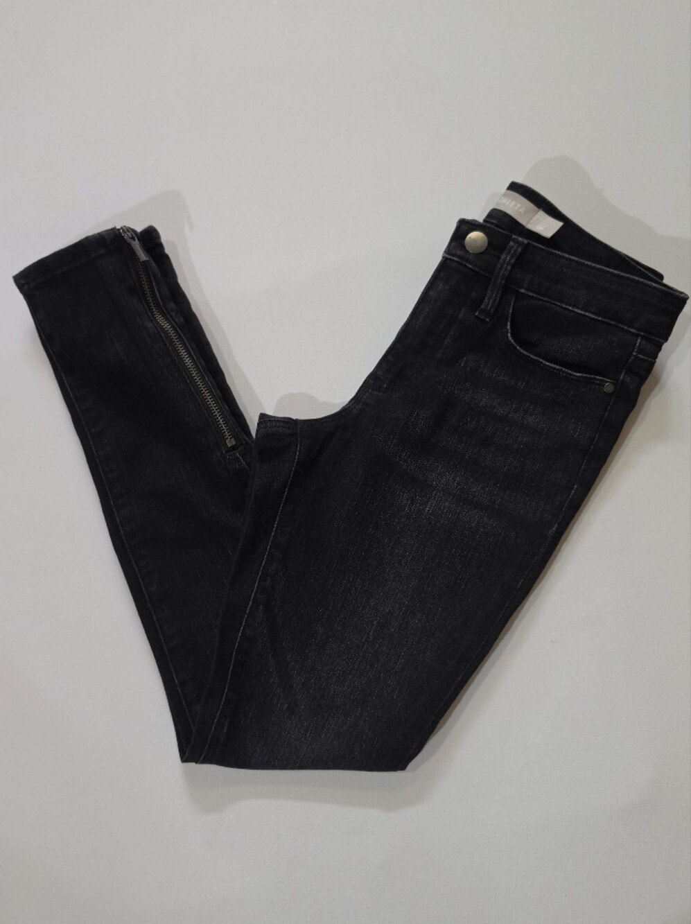 Athleta Sculptek Skinny Jeans Womens 0P Black Mid Rise Grunge 90s Style Denim